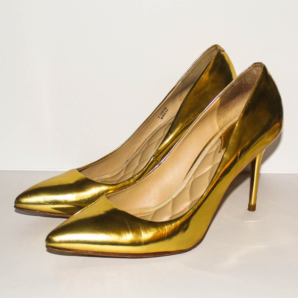 Brian Atwood Gold Pointed Heels
